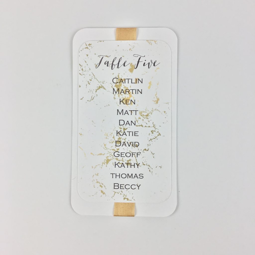 Gold marble table plan card